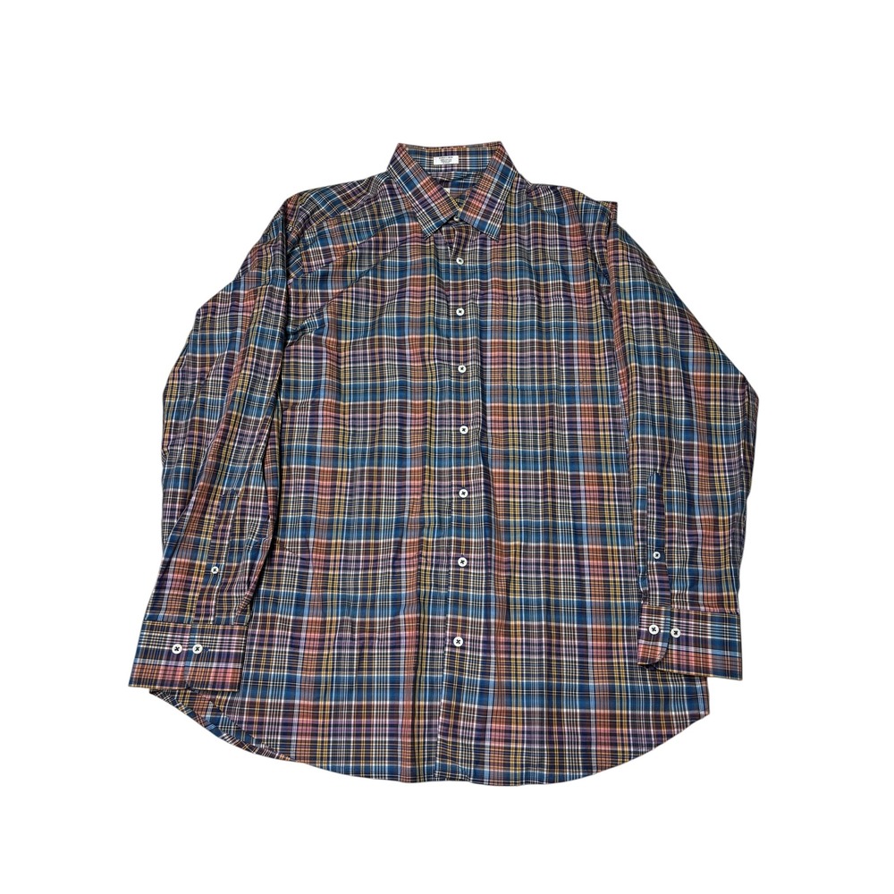 Peter Millar Mens Extra Large Plaid Button Down Long Sleeve Shirt 100% Cotton - Picture 1 of 9